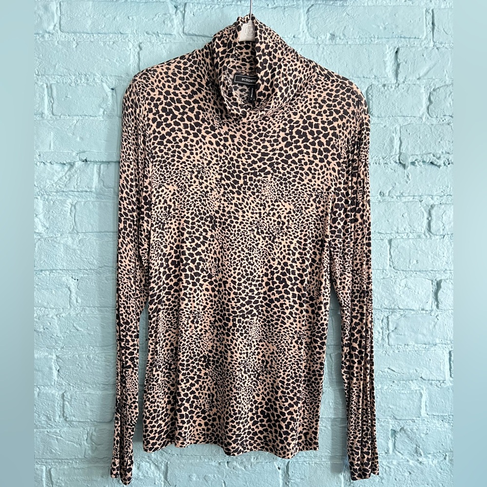 BCBGMaxAzria Printed Turtleneck Top (L)